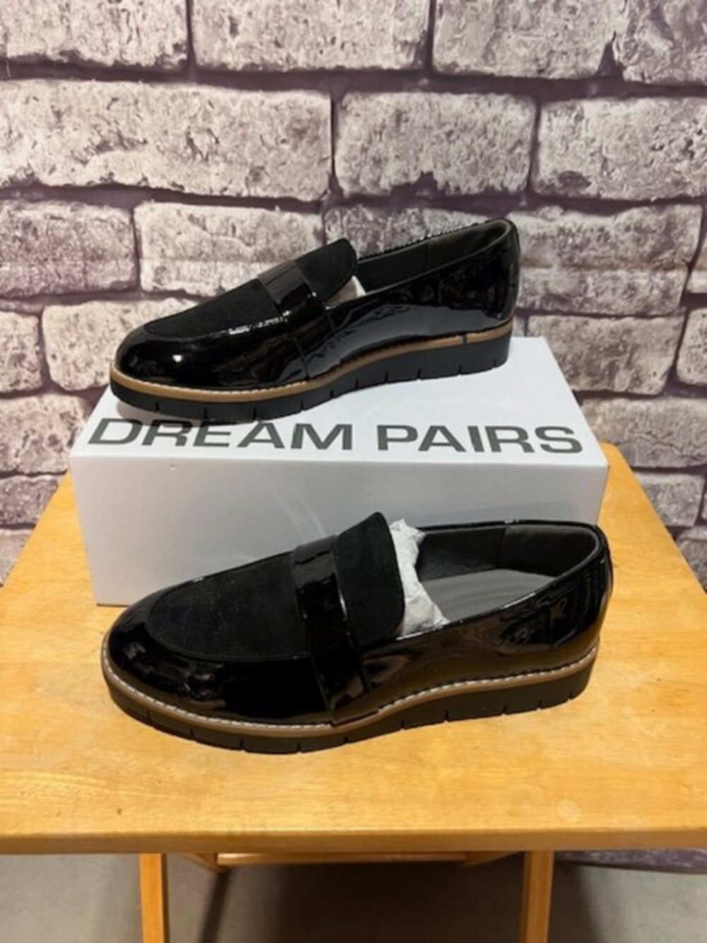 Dream Pairs Men's Black Patent Leather Slip On Loafers Size 10